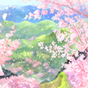 Cherry Blossoms Colored Landscape