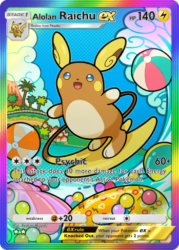 [Text:AdditionalName v="ADDITIONAL_NAME_Alora" type="region" ][Text:Char v="FOUR-PER-EM-SPACE" ]Raichu ex - Celestial Guardians #203 [SAR]